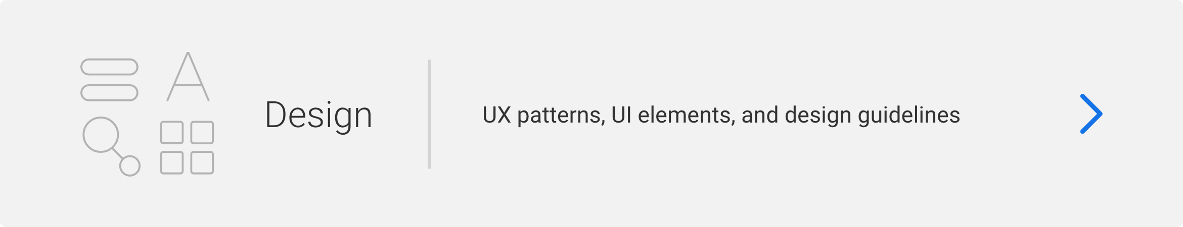 Design: UX patterns, UI elements, and design guidelines